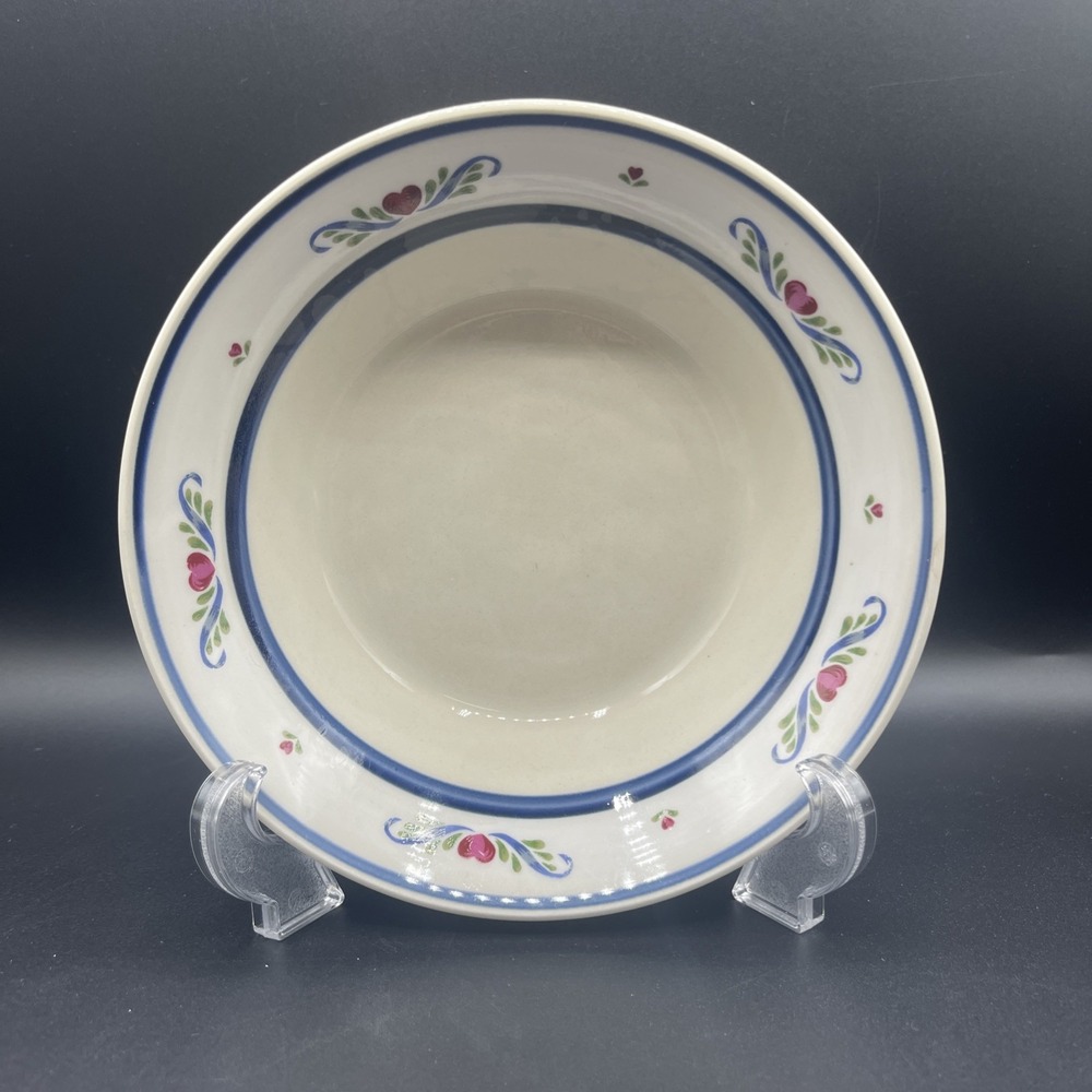 Tienshan Folk Dance Stoneware Soup Cereal Bowls Set of 5 Blue Pink Floral